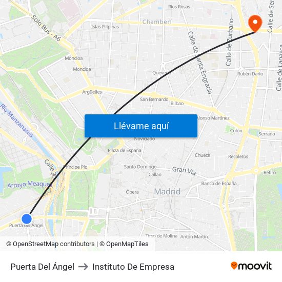 Puerta Del Ángel to Instituto De Empresa map