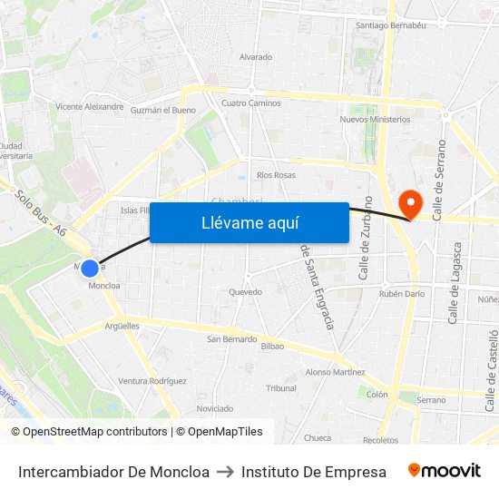 Intercambiador De Moncloa to Instituto De Empresa map