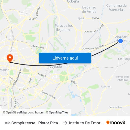 Vía Complutense - Pintor Picasso to Instituto De Empresa map