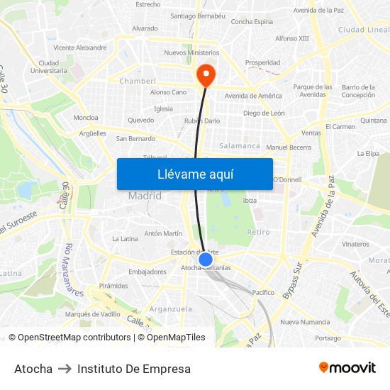 Atocha to Instituto De Empresa map