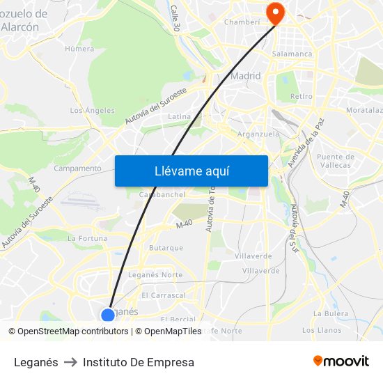 Leganés to Instituto De Empresa map