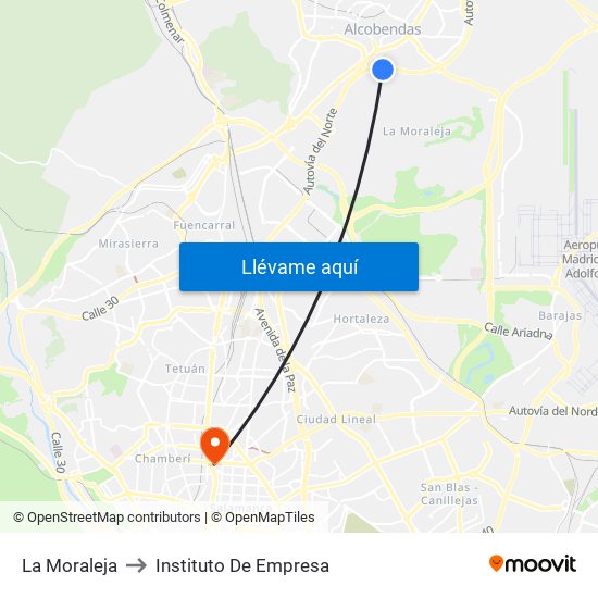 La Moraleja to Instituto De Empresa map