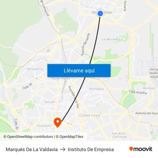 Marqués De La Valdavia to Instituto De Empresa map