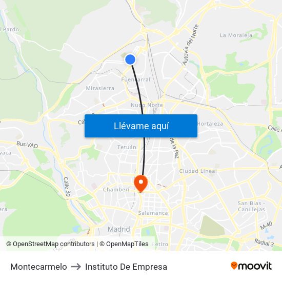 Montecarmelo to Instituto De Empresa map