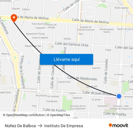 Núñez De Balboa to Instituto De Empresa map