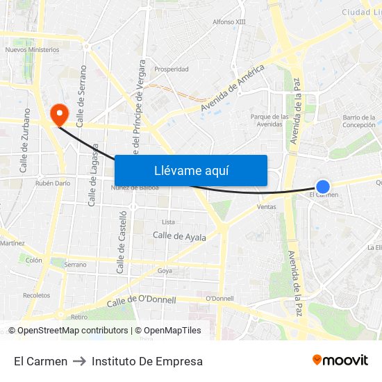 El Carmen to Instituto De Empresa map