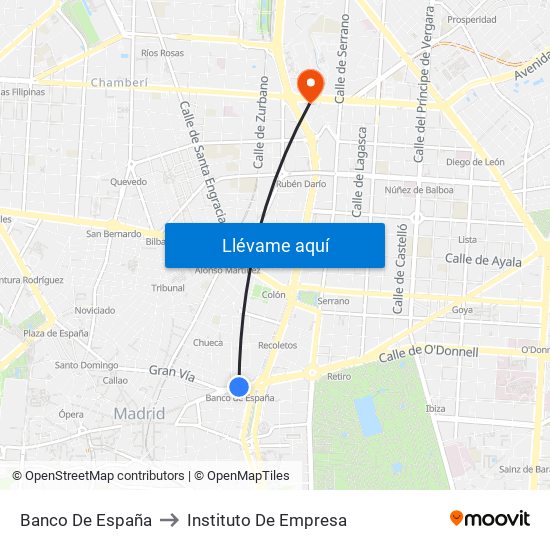 Banco De España to Instituto De Empresa map