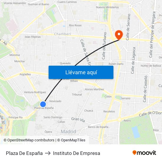 Plaza De España to Instituto De Empresa map