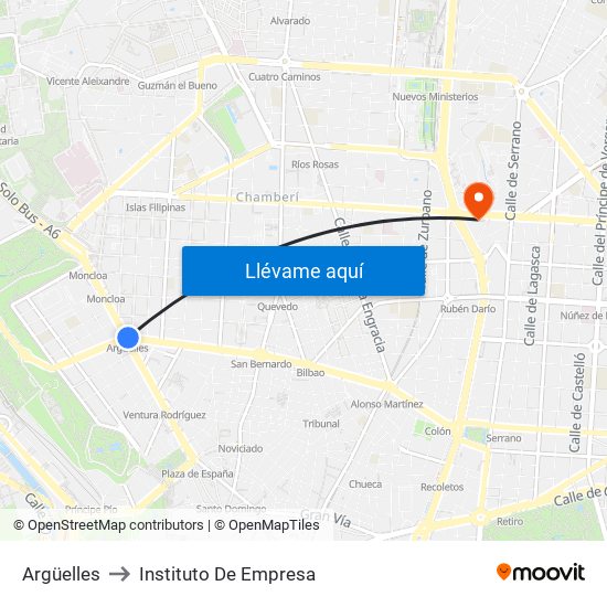 Argüelles to Instituto De Empresa map