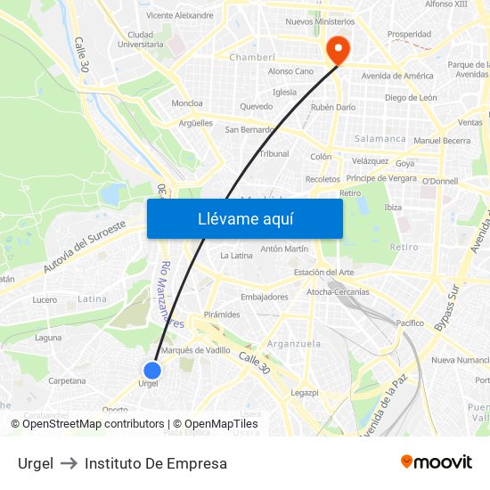 Urgel to Instituto De Empresa map