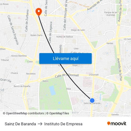 Sainz De Baranda to Instituto De Empresa map