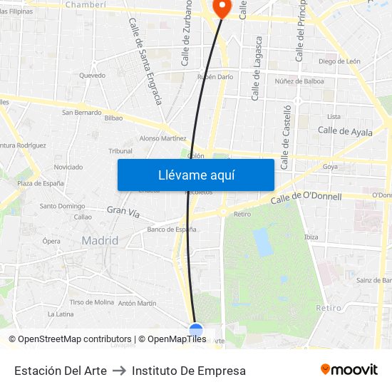Estación Del Arte to Instituto De Empresa map