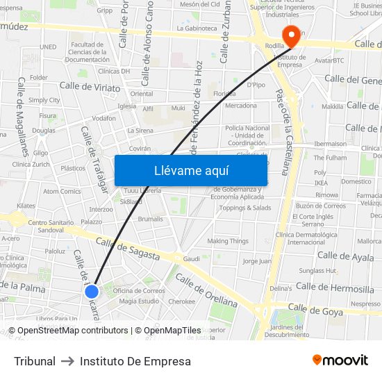 Tribunal to Instituto De Empresa map