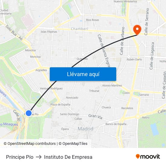 Príncipe Pío to Instituto De Empresa map