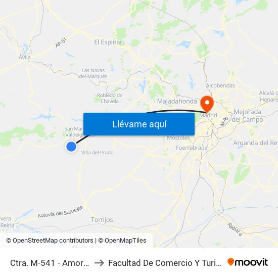 Ctra. M-541 - Amor De Dios to Facultad De Comercio Y Turismo (Ucm) map