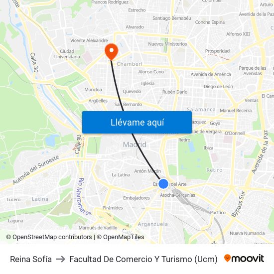 Reina Sofía to Facultad De Comercio Y Turismo (Ucm) map