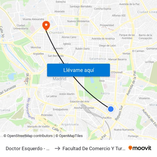 Doctor Esquerdo - Cavanilles to Facultad De Comercio Y Turismo (Ucm) map
