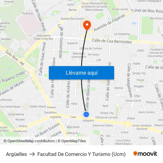 Argüelles to Facultad De Comercio Y Turismo (Ucm) map