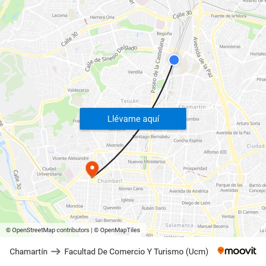 Chamartín to Facultad De Comercio Y Turismo (Ucm) map