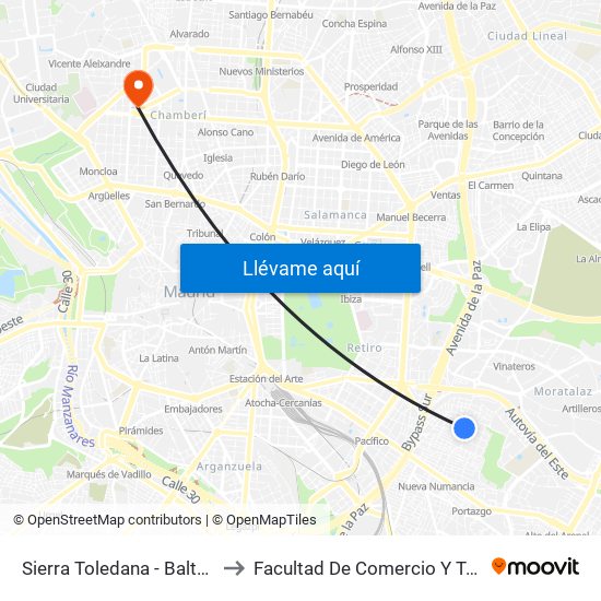 Sierra Toledana - Baltasar Santos to Facultad De Comercio Y Turismo (Ucm) map