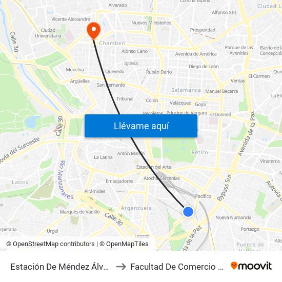 Estación De Méndez Álvaro - Estación Sur to Facultad De Comercio Y Turismo (Ucm) map