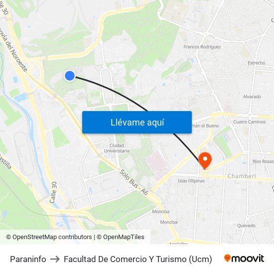Paraninfo to Facultad De Comercio Y Turismo (Ucm) map