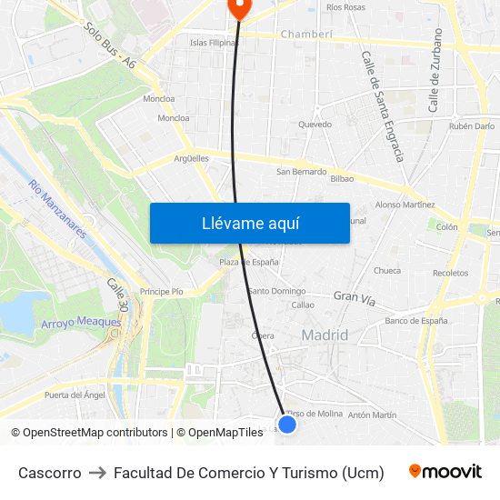 Cascorro to Facultad De Comercio Y Turismo (Ucm) map