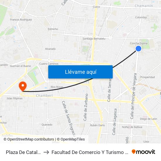 Plaza De Cataluña to Facultad De Comercio Y Turismo (Ucm) map