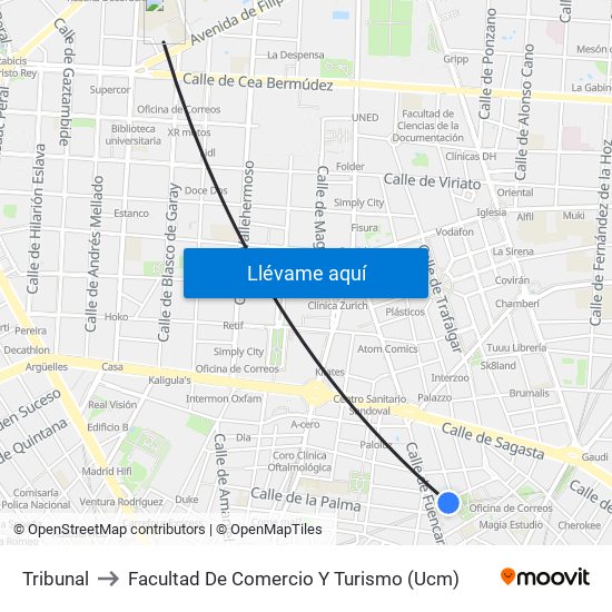 Tribunal to Facultad De Comercio Y Turismo (Ucm) map