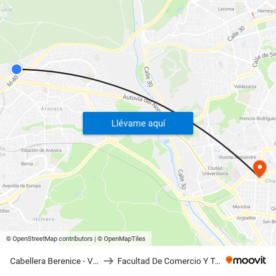 Cabellera Berenice - Valle Toranzo to Facultad De Comercio Y Turismo (Ucm) map