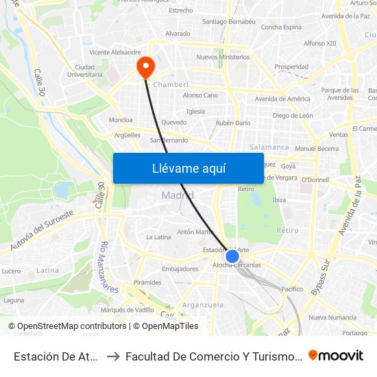 Estación De Atocha to Facultad De Comercio Y Turismo (Ucm) map