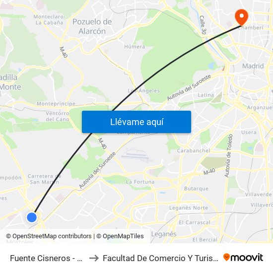 Fuente Cisneros - Colegio to Facultad De Comercio Y Turismo (Ucm) map