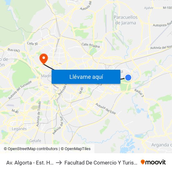 Av. Algorta - Est. Henares to Facultad De Comercio Y Turismo (Ucm) map