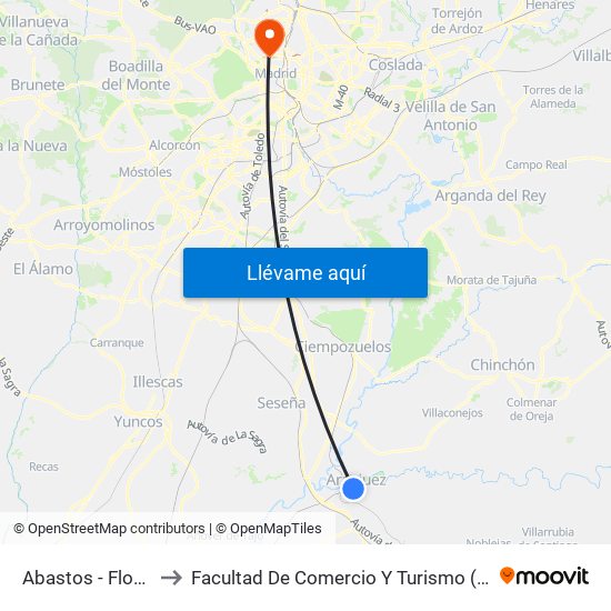 Abastos - Florida to Facultad De Comercio Y Turismo (Ucm) map