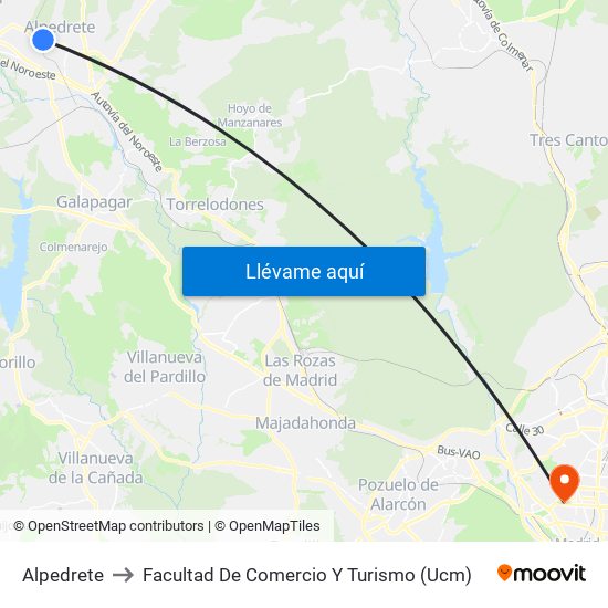 Alpedrete to Facultad De Comercio Y Turismo (Ucm) map