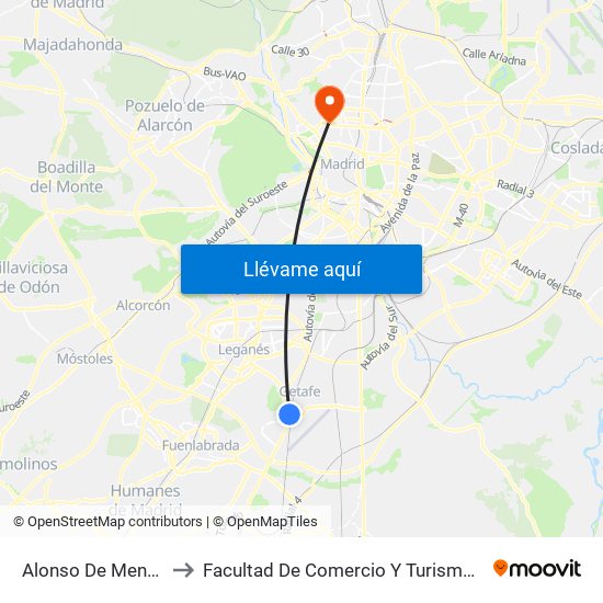 Alonso De Mendoza to Facultad De Comercio Y Turismo (Ucm) map