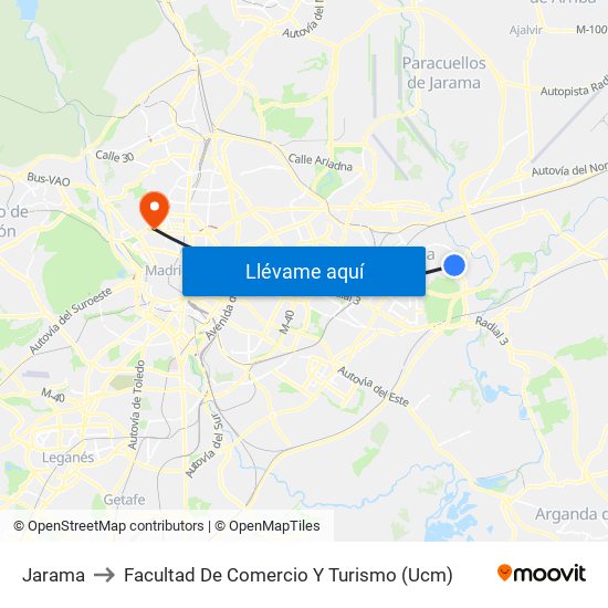 Jarama to Facultad De Comercio Y Turismo (Ucm) map