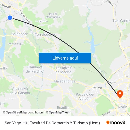 San Yago to Facultad De Comercio Y Turismo (Ucm) map