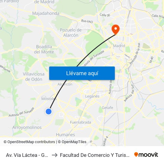 Av. Vía Láctea - Géminis to Facultad De Comercio Y Turismo (Ucm) map
