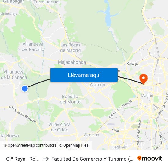 C.º Raya - Dalias to Facultad De Comercio Y Turismo (Ucm) map