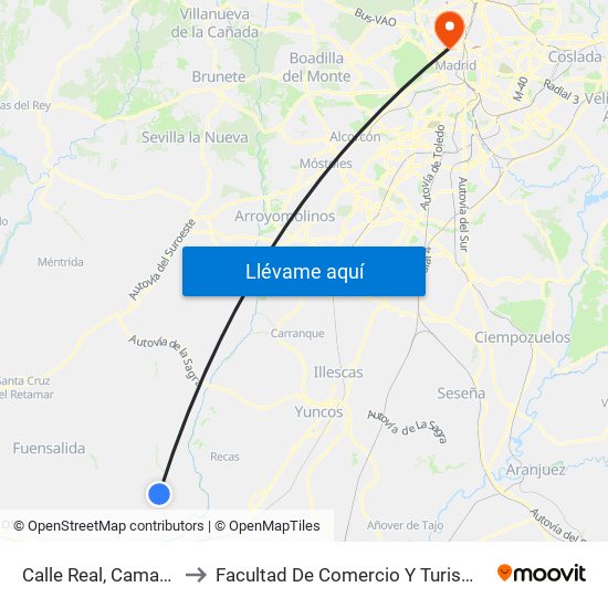 Calle Real, Camarenilla to Facultad De Comercio Y Turismo (Ucm) map