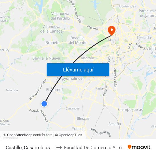 Castillo, Casarrubios Del Monte to Facultad De Comercio Y Turismo (Ucm) map