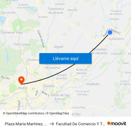 Plaza María Martínez, Marchamalo to Facultad De Comercio Y Turismo (Ucm) map