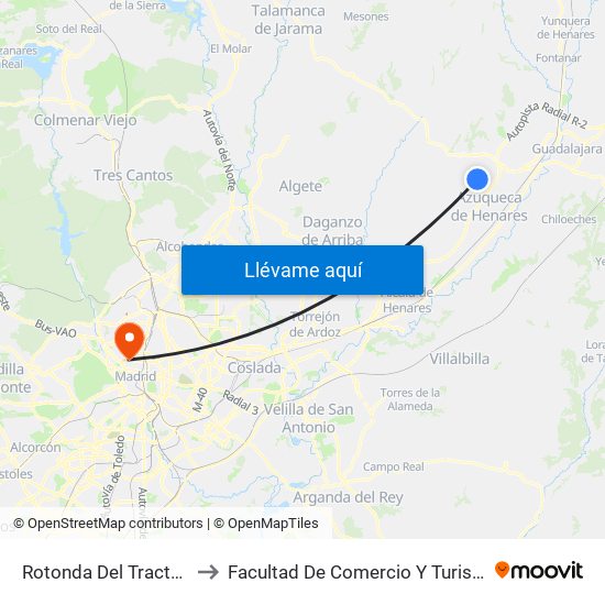 Rotonda Del Tractor, Quer to Facultad De Comercio Y Turismo (Ucm) map