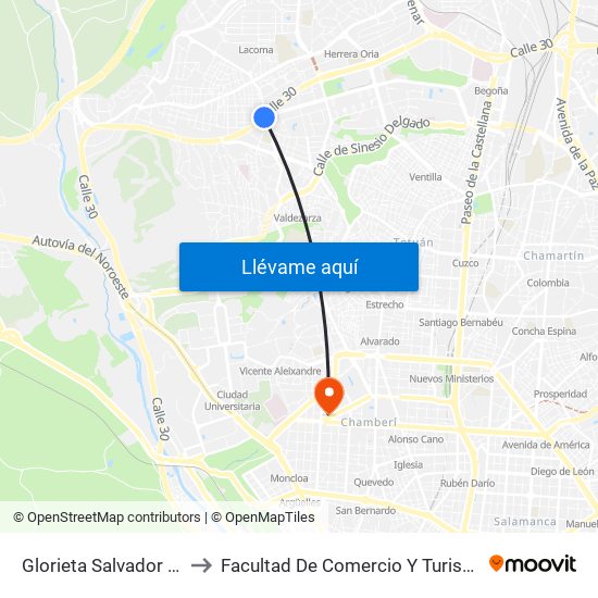 Glorieta Salvador Maella to Facultad De Comercio Y Turismo (Ucm) map
