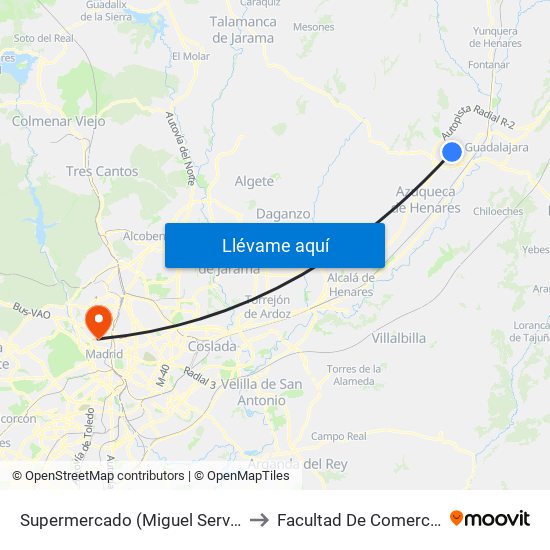 Supermercado (Miguel Servet), Cabanillas Del Campo to Facultad De Comercio Y Turismo (Ucm) map