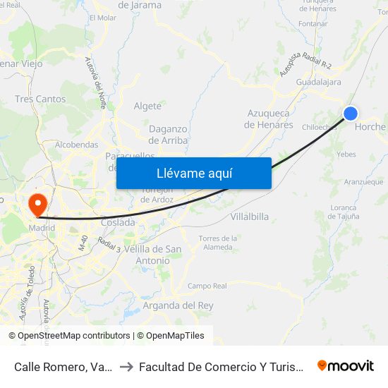 Calle Romero, Valdeluz to Facultad De Comercio Y Turismo (Ucm) map