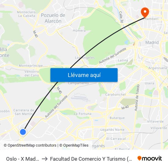 Oslo - X Madrid to Facultad De Comercio Y Turismo (Ucm) map