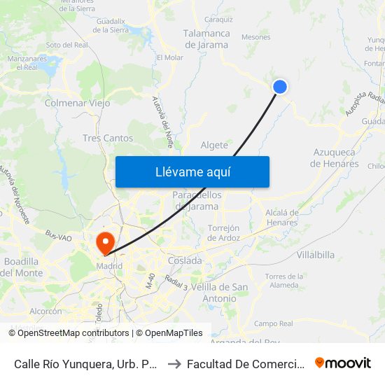 Calle Río Yunquera, Urb. Parque De Las Castillas to Facultad De Comercio Y Turismo (Ucm) map
