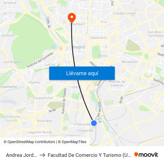 Andrea Jordán to Facultad De Comercio Y Turismo (Ucm) map